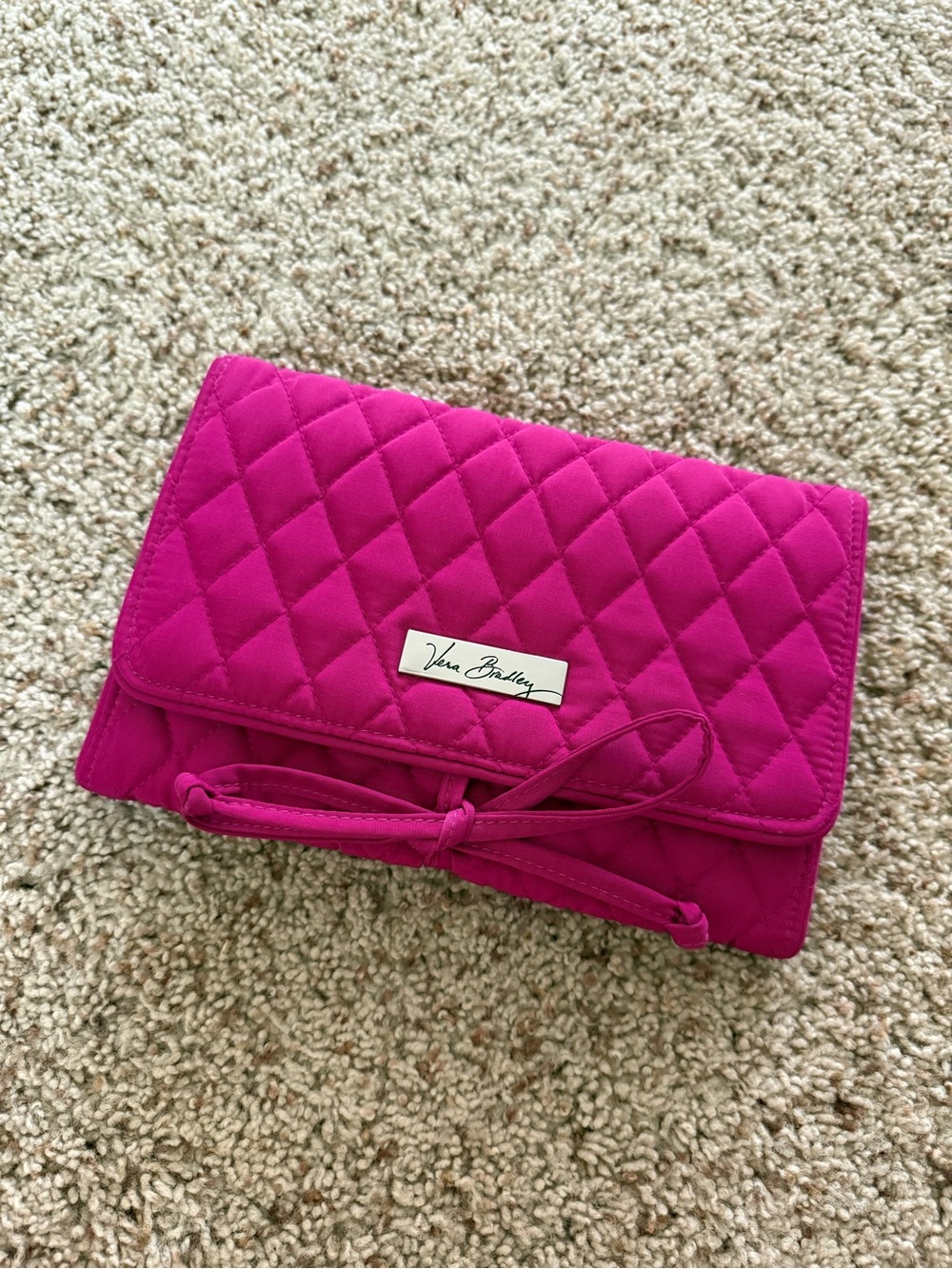 Vera Bradley Travel Jewelry Organizer Pink Quilted Fold Out Jewelry Case